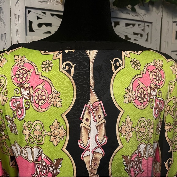 FROM THE HEART FANTASTIC BOHO FRESH BLACK & MULTICOLORS DESIGN LONG SLEEVE TOP - Picture 9 of 11